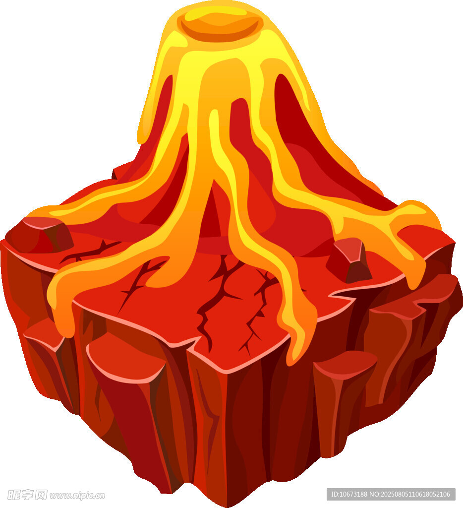 卡通風格的噴發(fā)火山