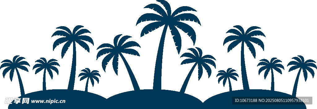 熱帶島嶼棕櫚樹剪影