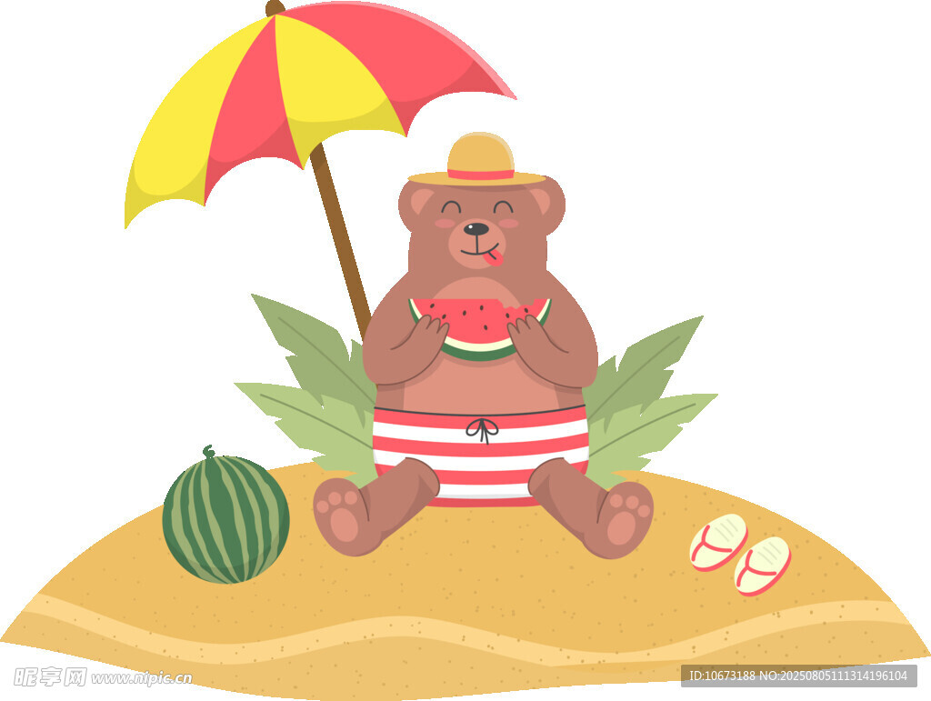 沙灘小熊的夏日悠閑時光