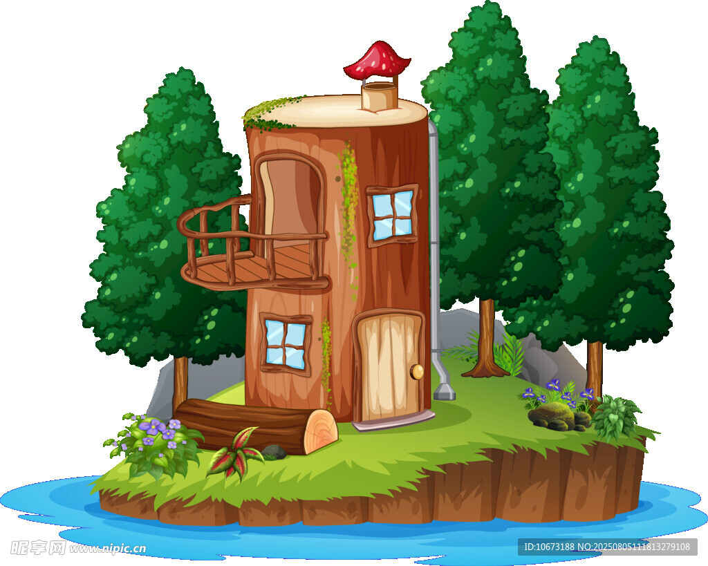 森林中的奇幻樹屋小屋