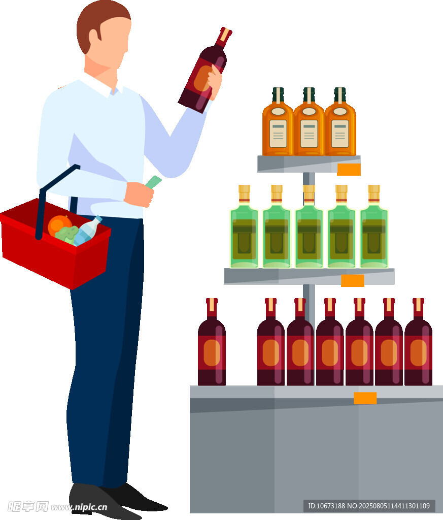 男子超市選購(gòu)酒類商品