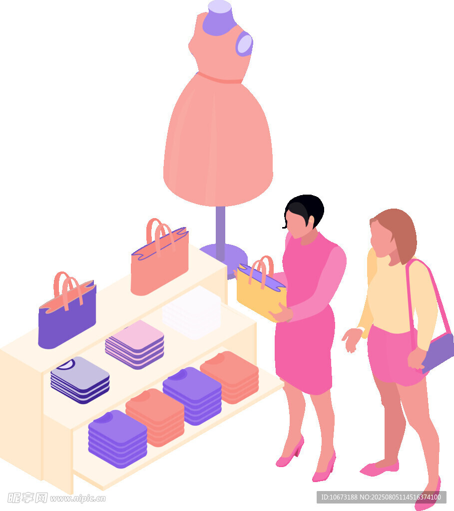 女性選購時尚包包與服飾