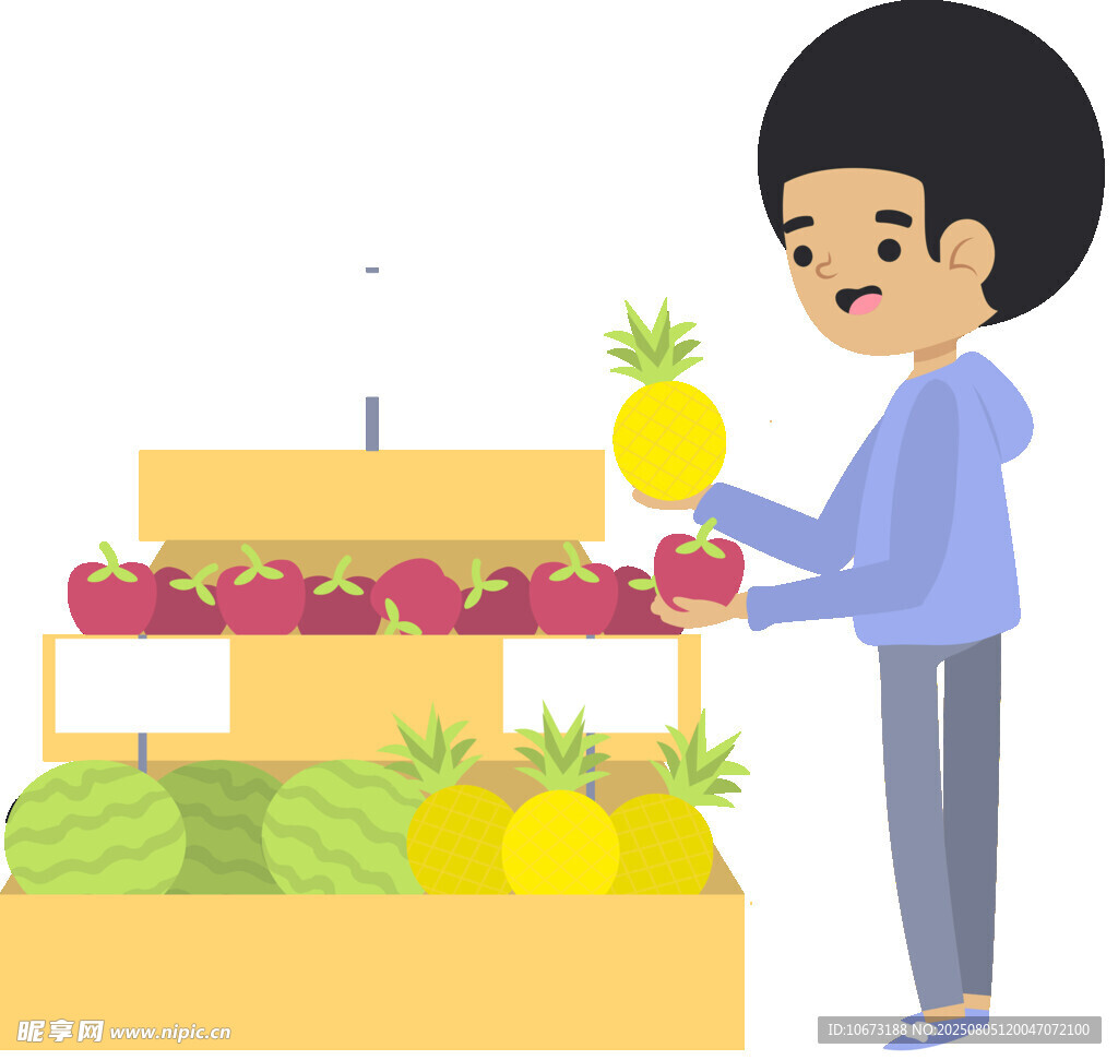 女孩挑選菠蘿