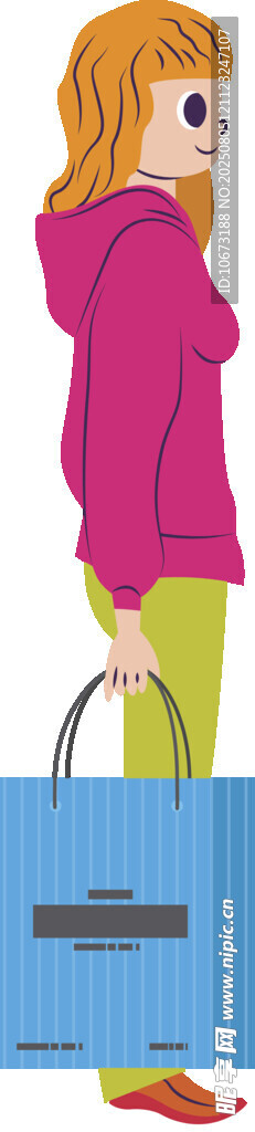 時尚女孩拎包站在街道
