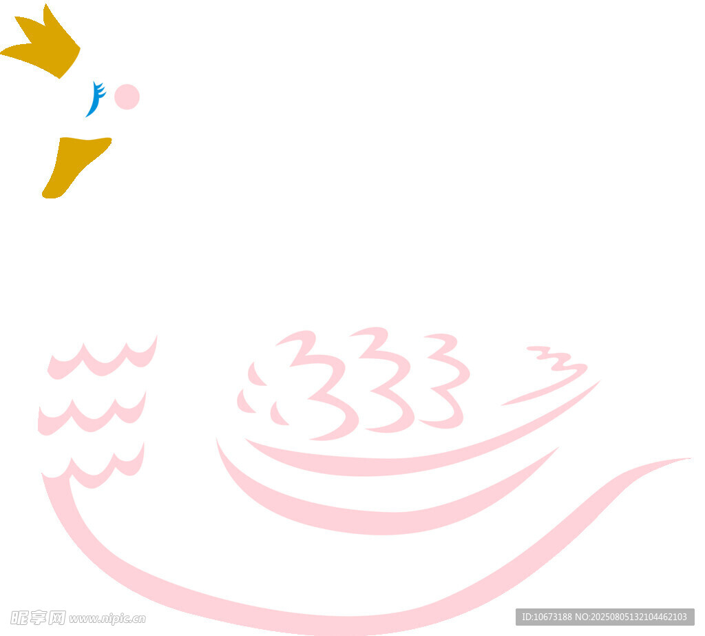 飛翔小鳥(niǎo)與粉色波浪圖案