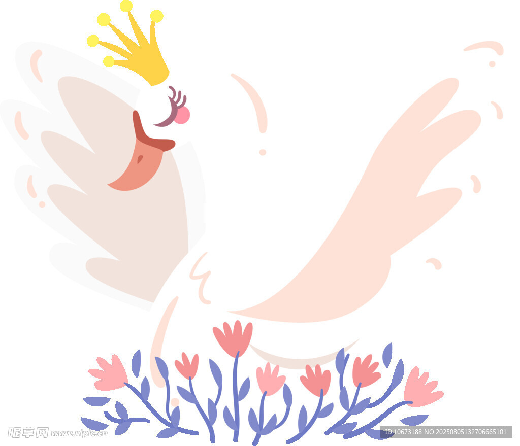 鳳凰于花中展翅