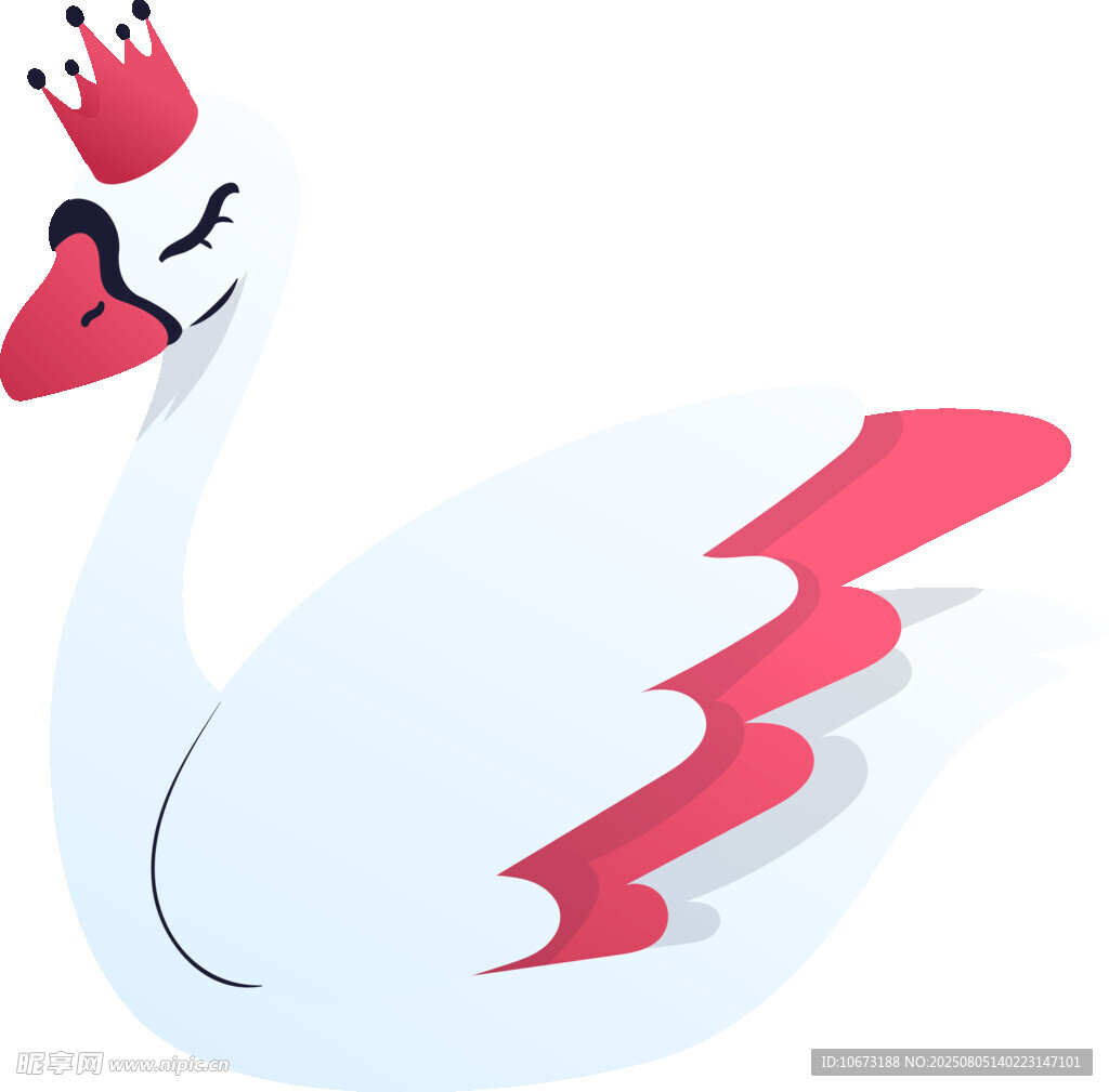 優(yōu)雅戴冠天鵝插畫