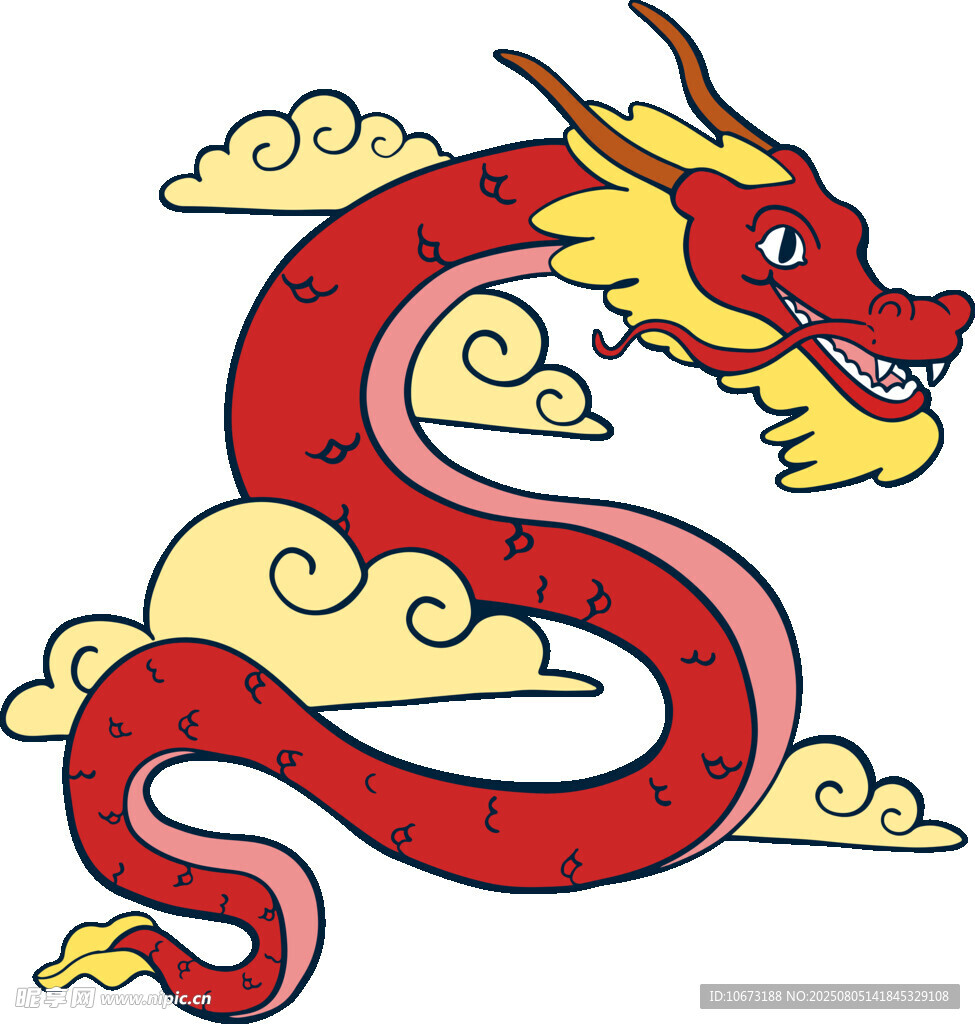 卡通紅蛟龍?jiān)谠崎g遨游