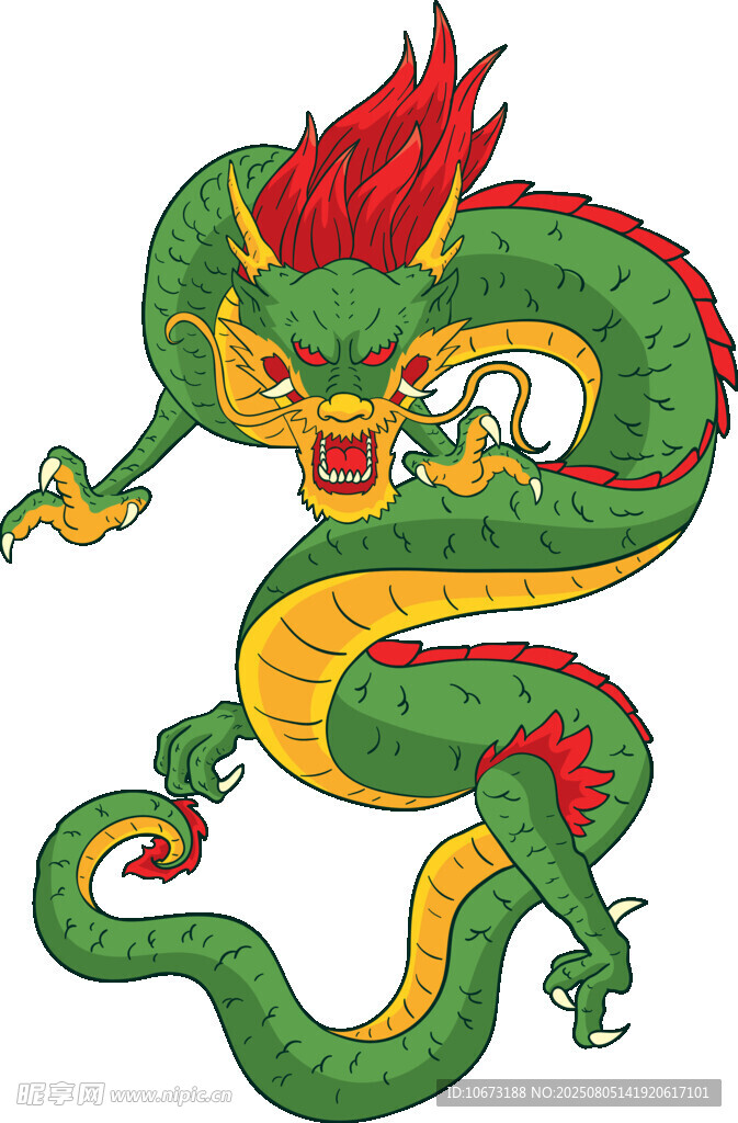 綠色卡通龍形象圖案