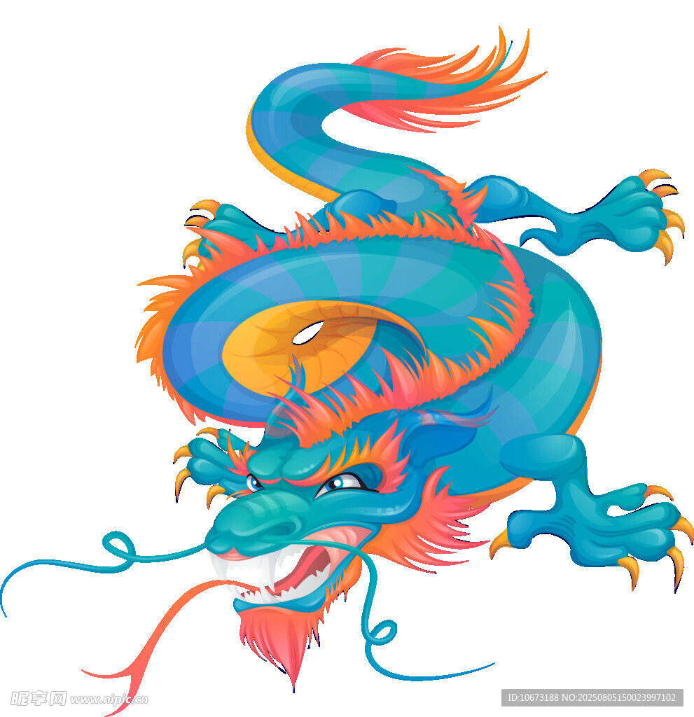 藍色神龍插畫