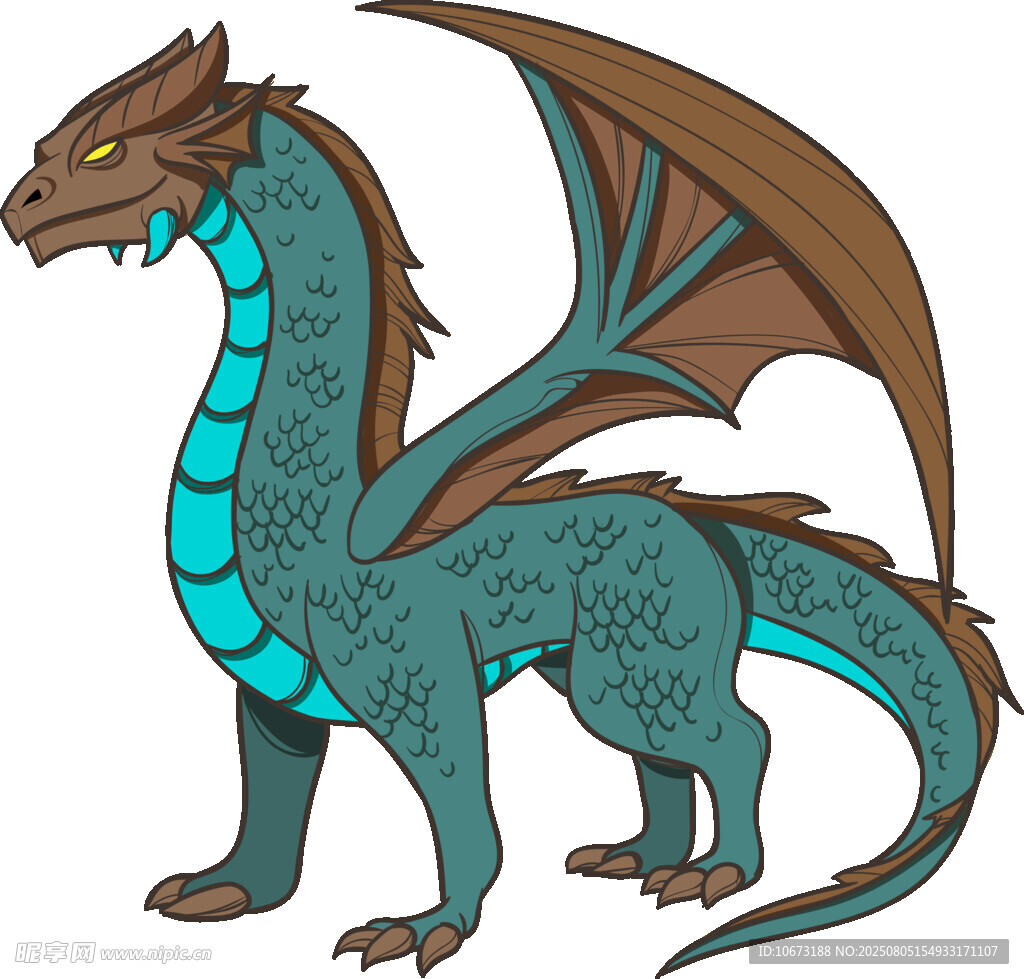 奇幻藍龍插畫