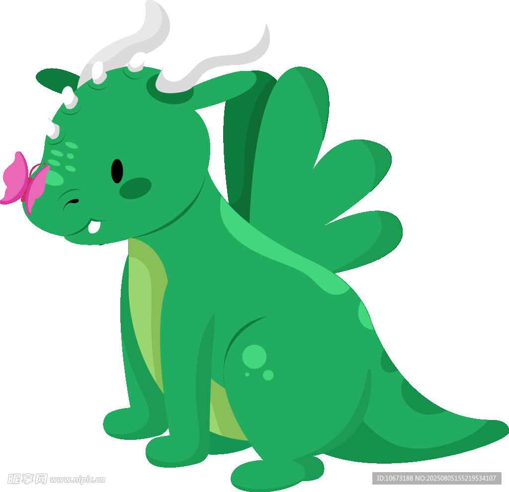 可愛綠色小龍插畫