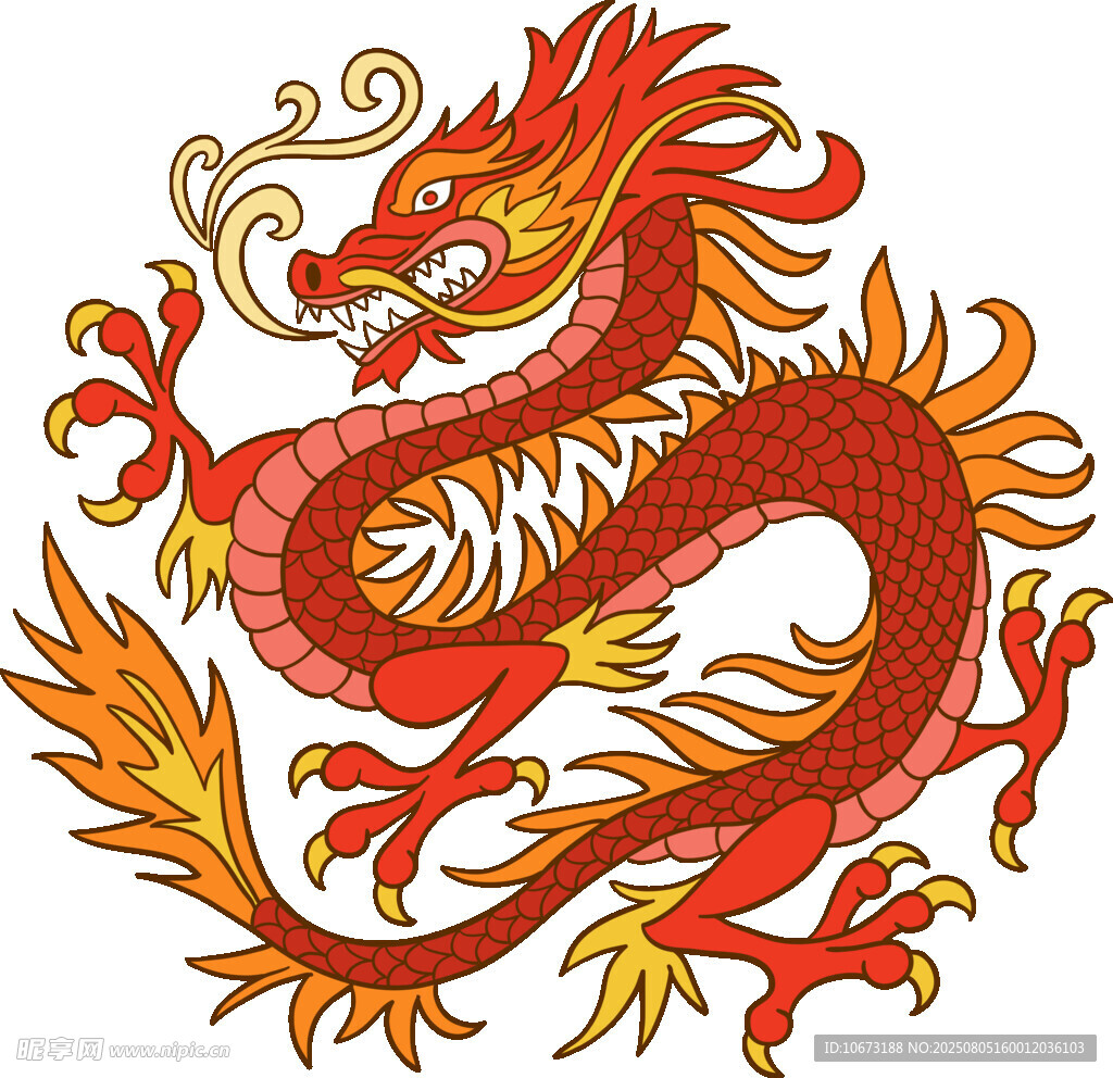 傳統(tǒng)中式紅色祥龍圖案
