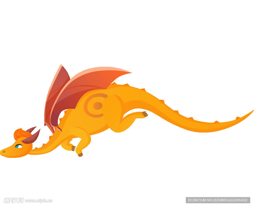 橙色飛龍插畫