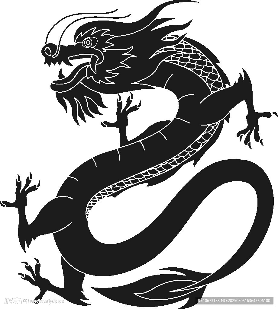 傳統(tǒng)中式黑龍圖騰圖案
