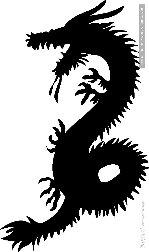 中國龍剪影圖案