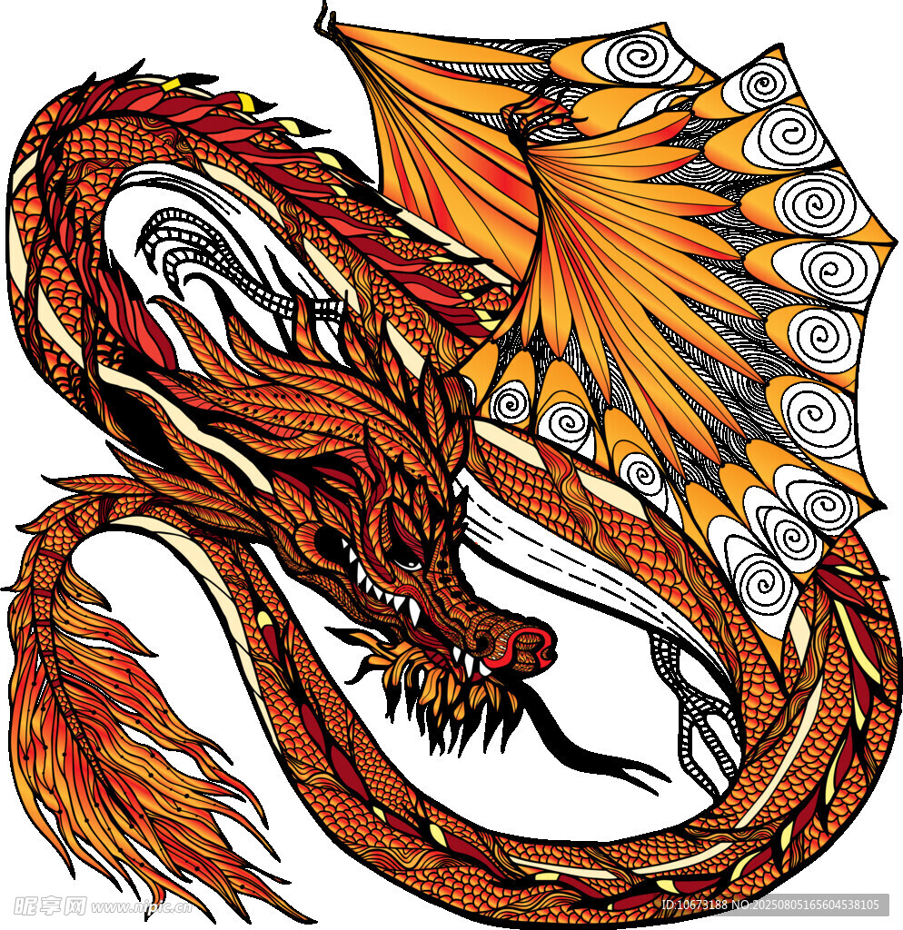 奇幻風(fēng)格彩色巨龍插畫