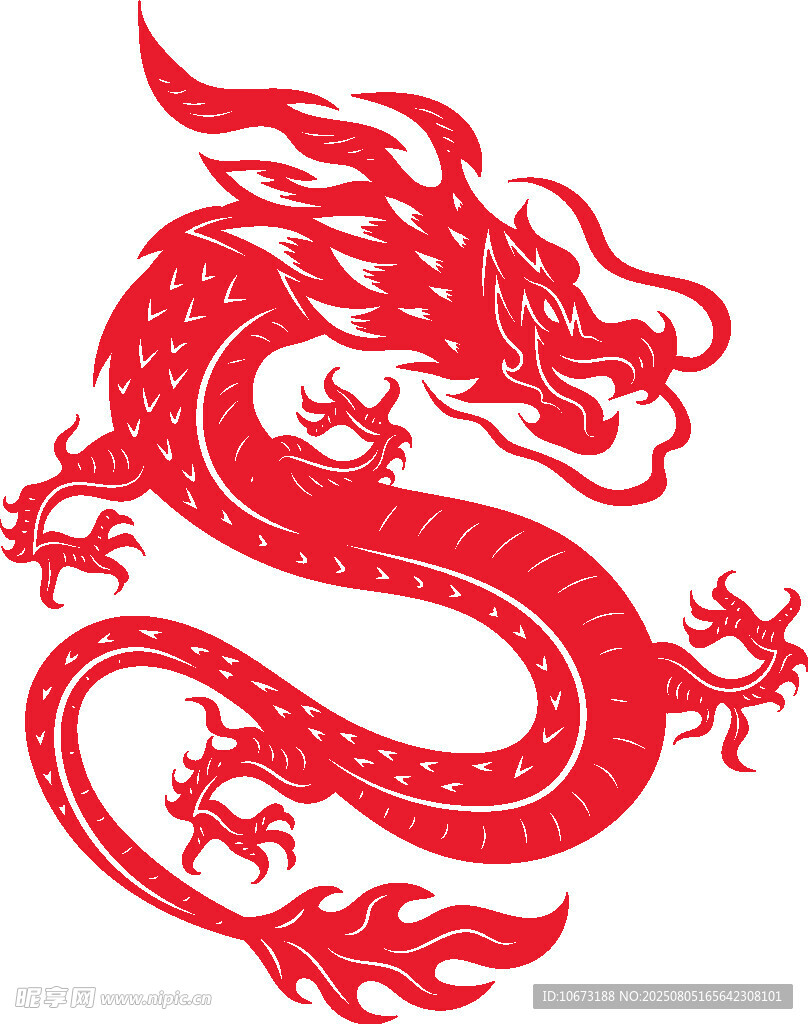 傳統(tǒng)紅色剪紙風格中國龍