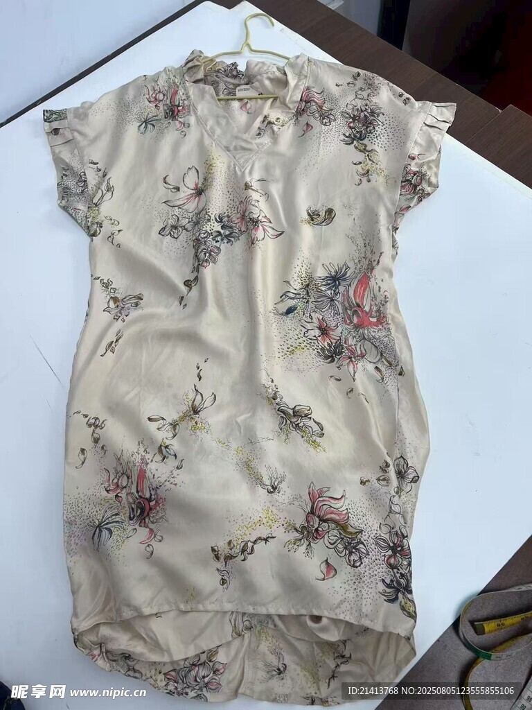 復古花卉印花短袖連衣裙