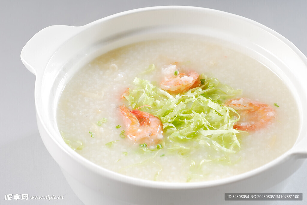 蝦仁青菜粥特寫