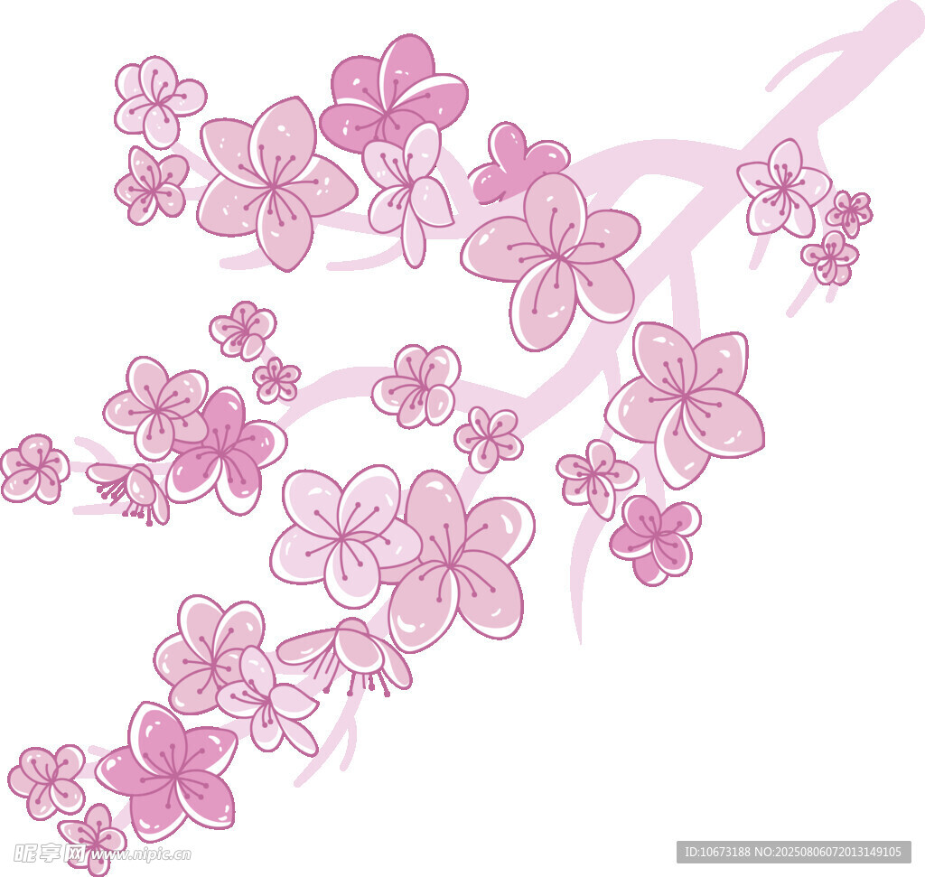 粉色櫻花枝插畫