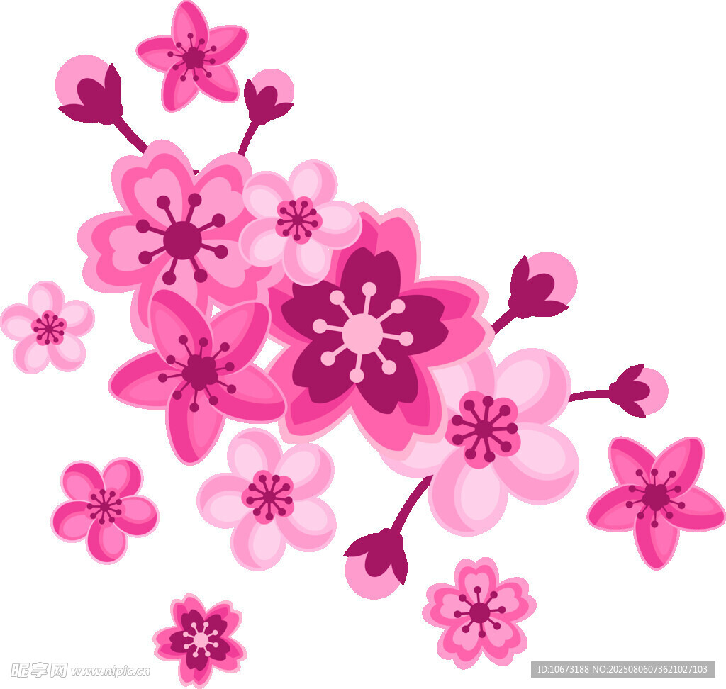 粉色爛漫櫻花花朵圖案