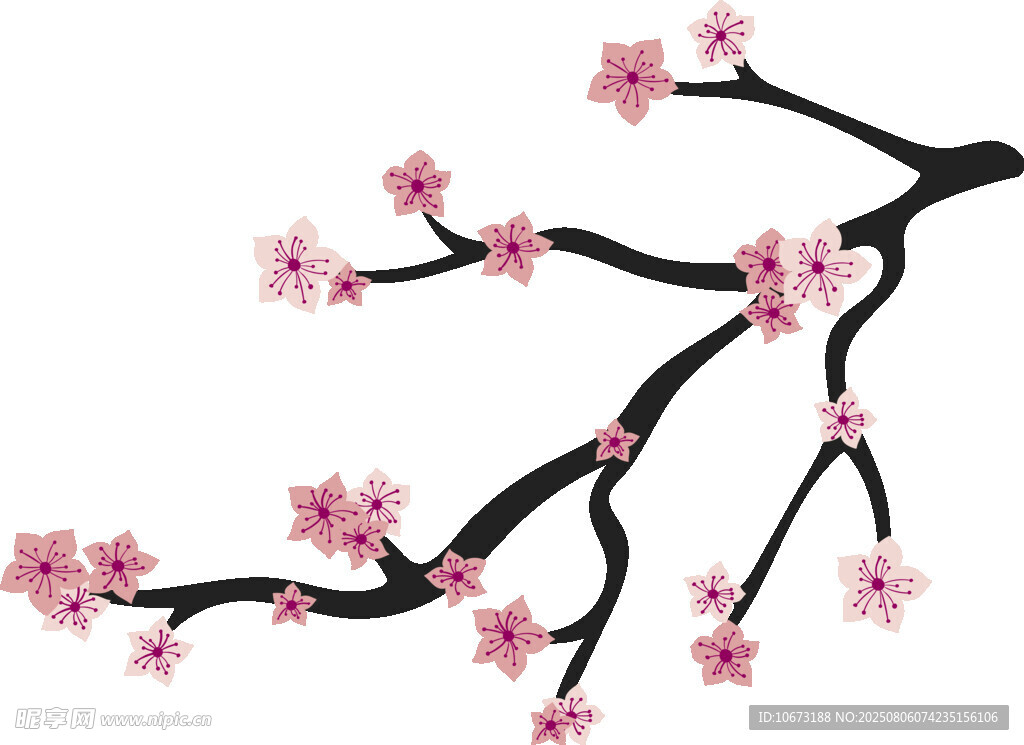 粉色桃花枝插畫