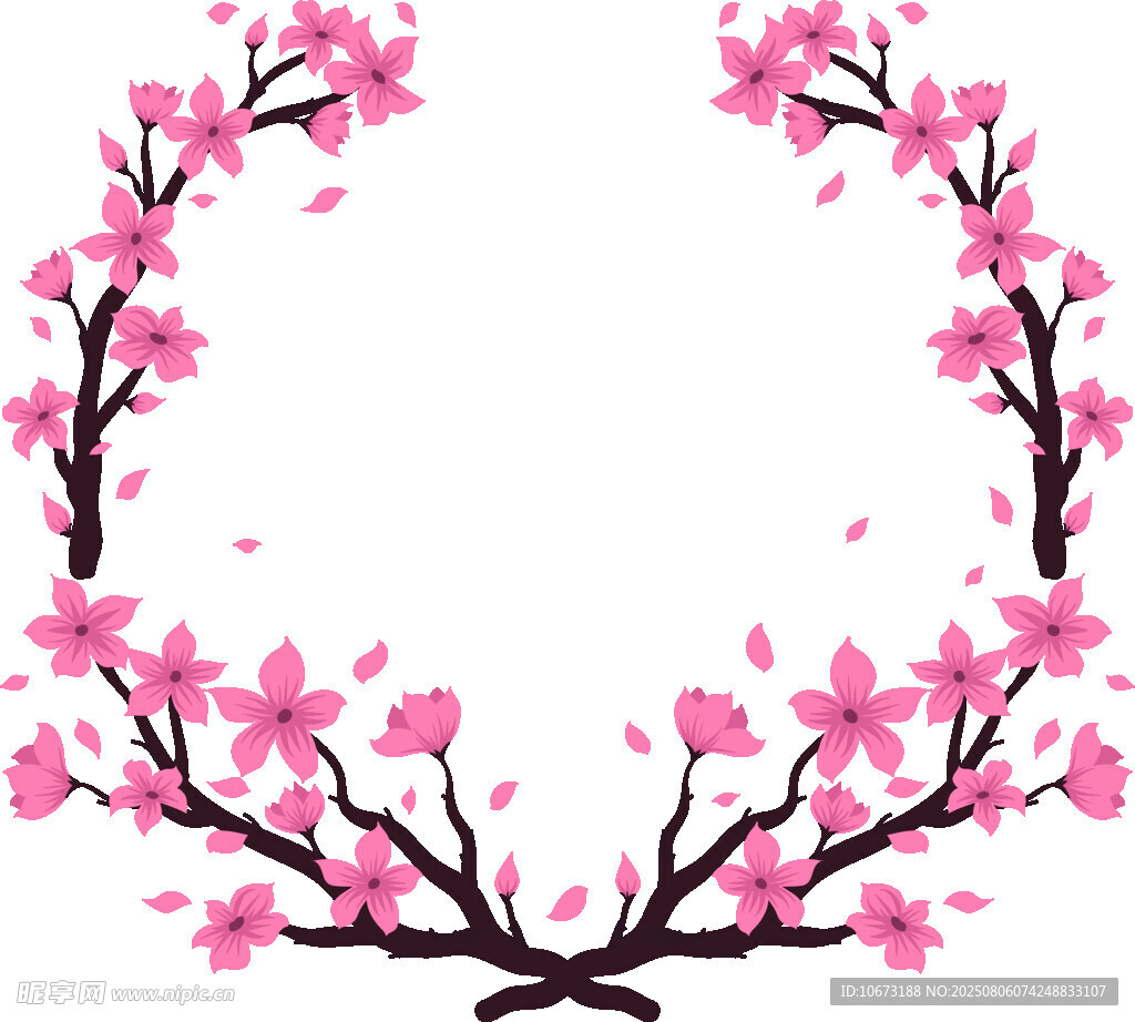 粉色櫻花花環(huán)裝飾圖案