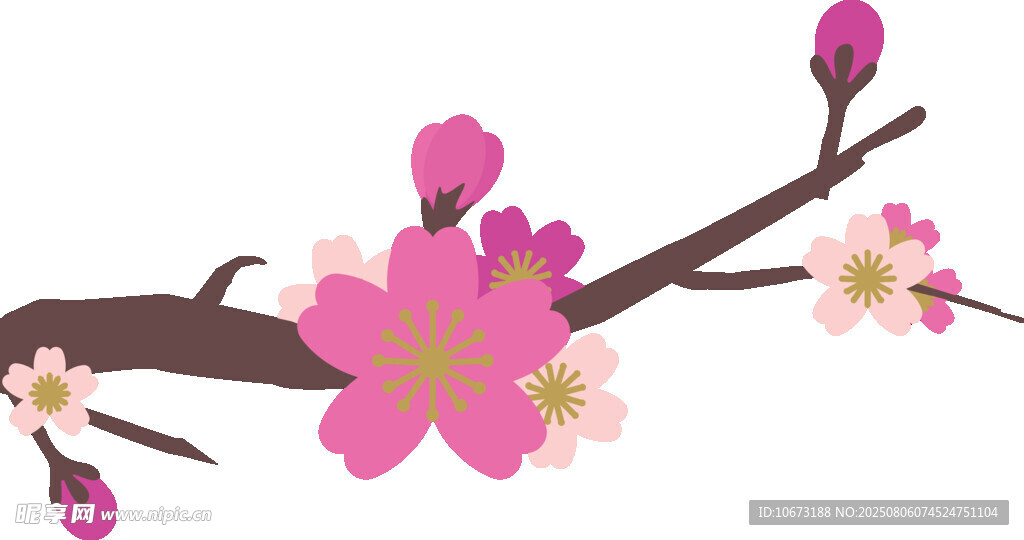 粉色花枝插畫