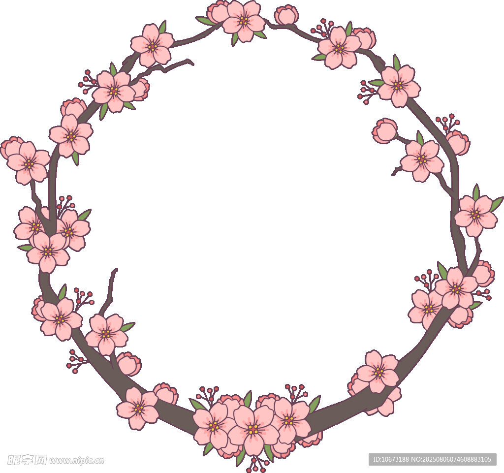 粉色桃花花環(huán)裝飾圖案