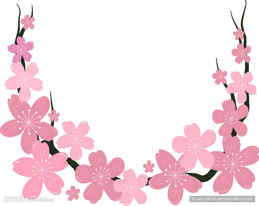 粉色櫻花花環(huán)裝飾圖案