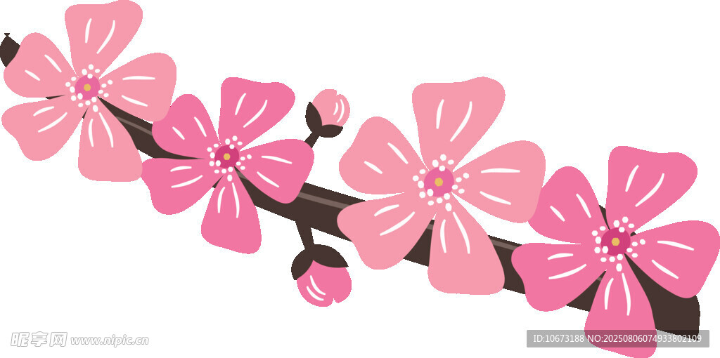 粉色櫻花花枝插畫