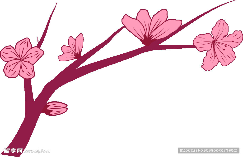 粉色桃花枝插畫