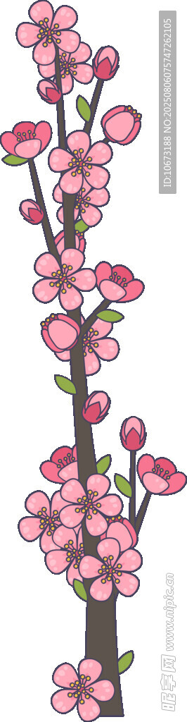 粉色花枝綻放圖