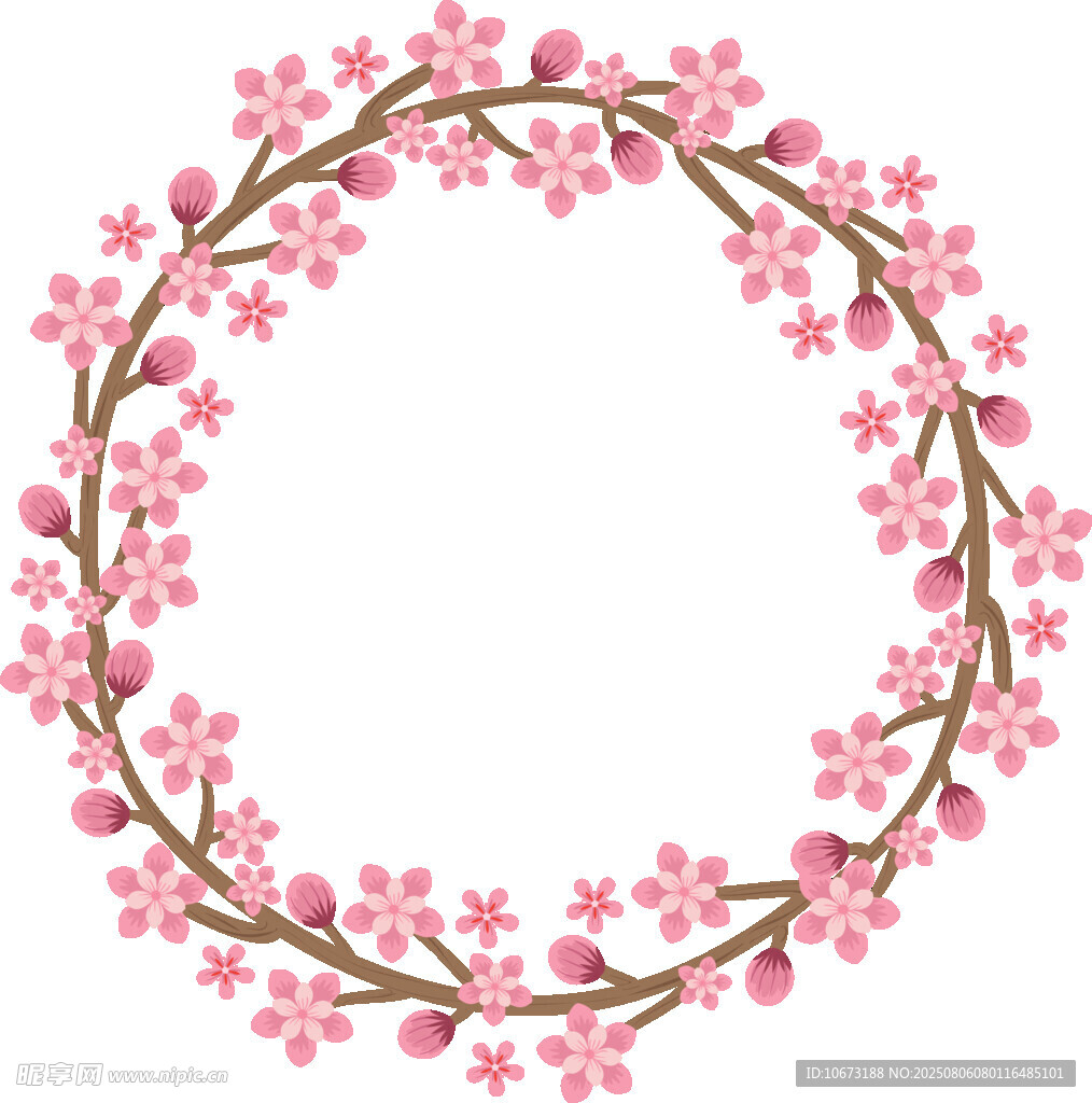 粉色櫻花花環(huán)裝飾圖案