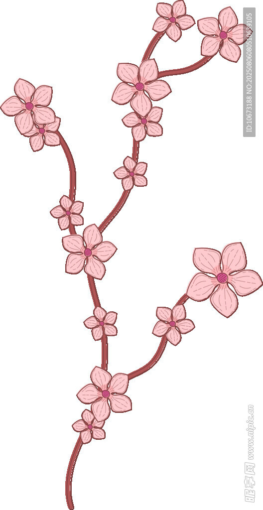 粉色花枝插畫