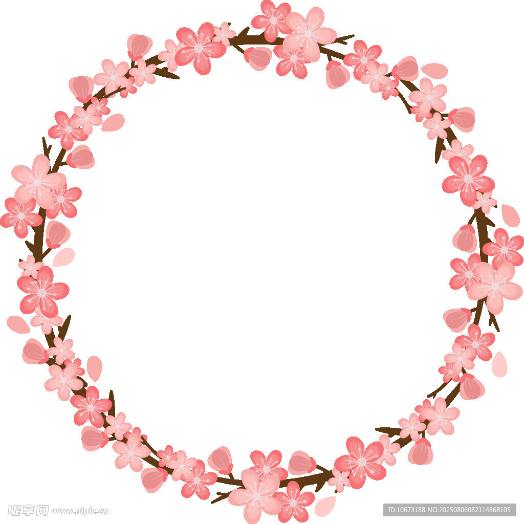 粉色櫻花花環(huán)裝飾圖案