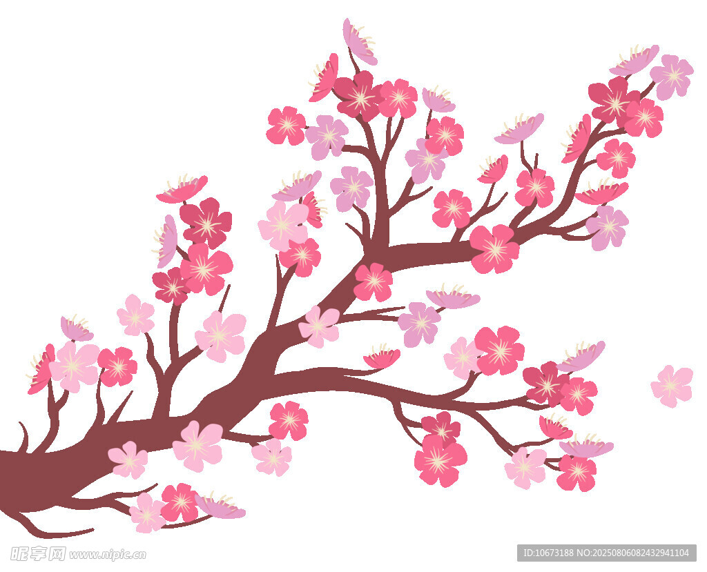 一枝盛開(kāi)的粉色櫻花枝