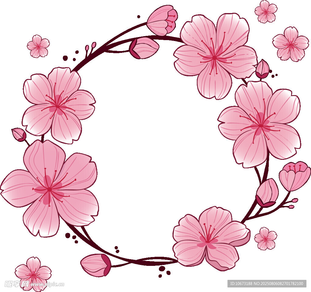 粉色櫻花花環(huán)圖案設(shè)計