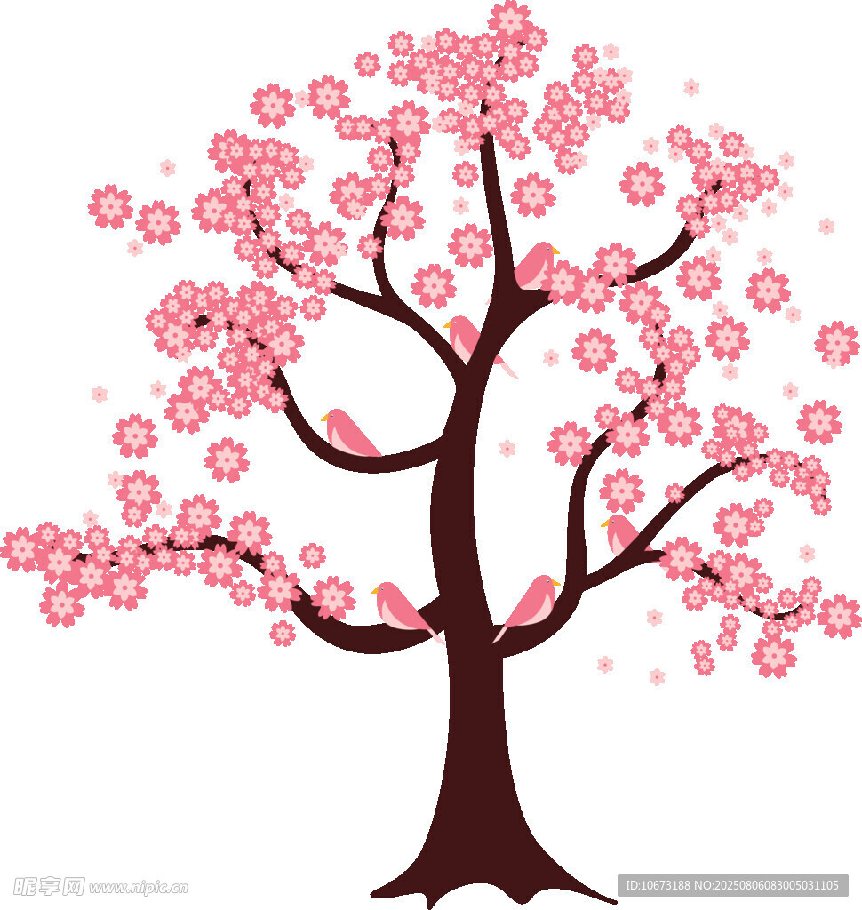 粉色櫻花樹(shù)插畫(huà)