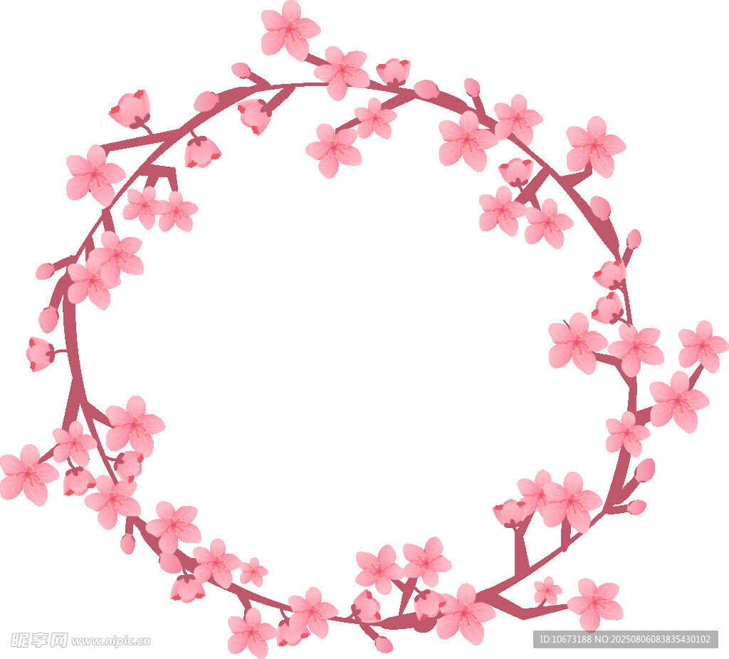 粉色櫻花花環(huán)裝飾圖案