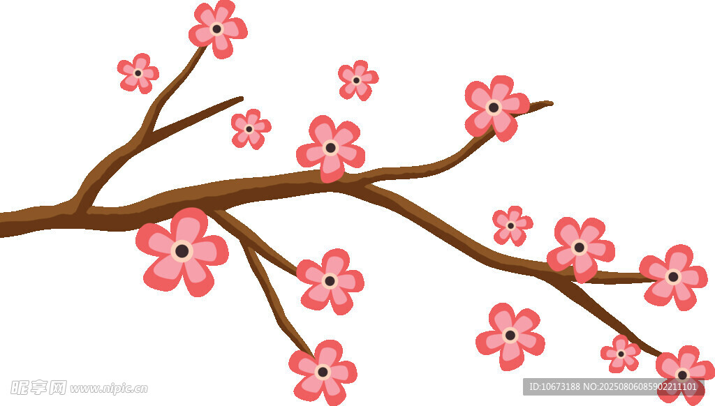 粉色櫻花樹枝插畫