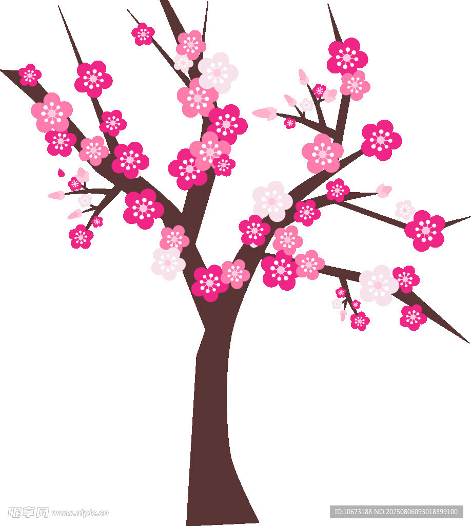 粉色梅花樹插畫