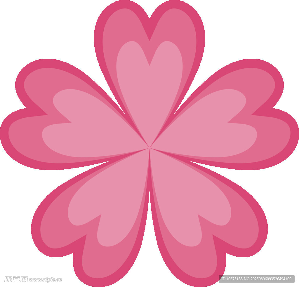 粉色心形四瓣花圖案