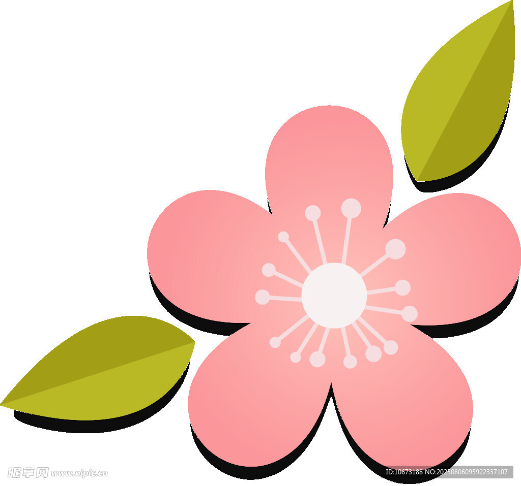 粉色花朵與綠葉圖案