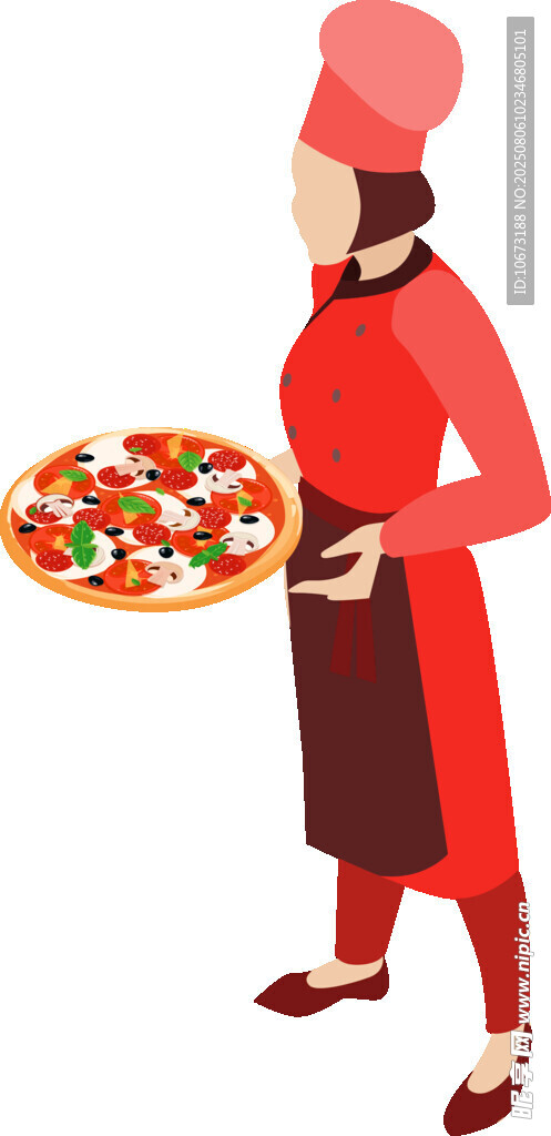 女廚師端美味披薩
