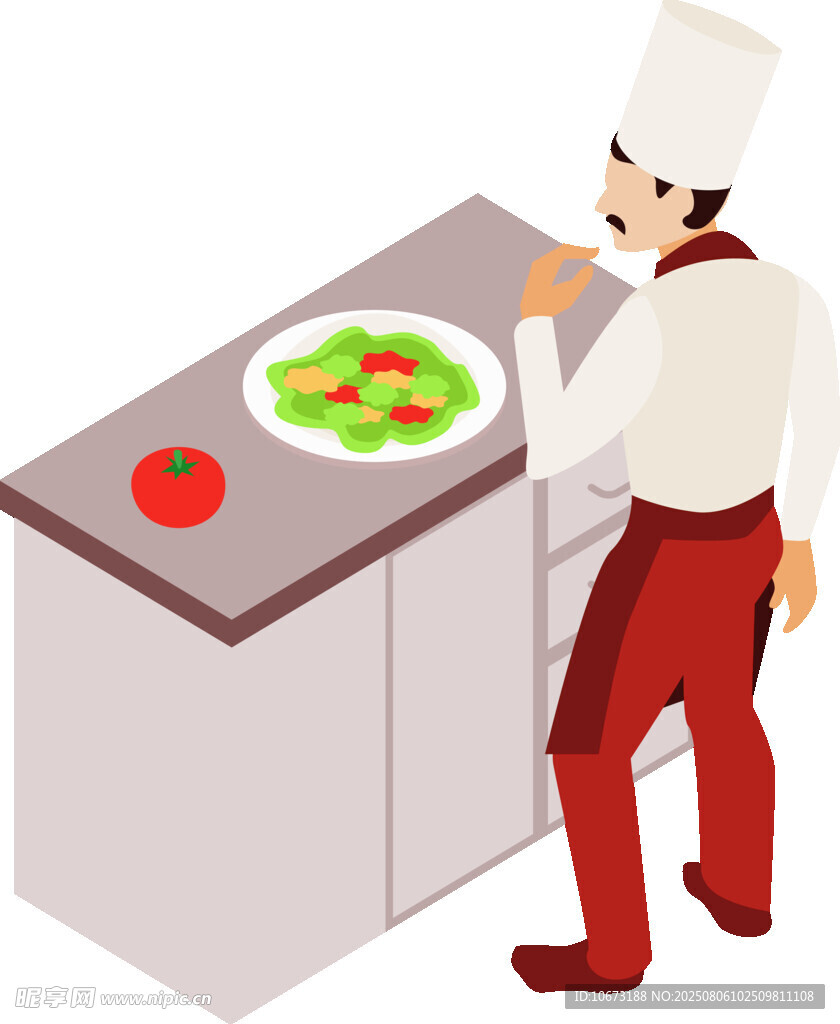 廚師準(zhǔn)備盤中蔬菜料理