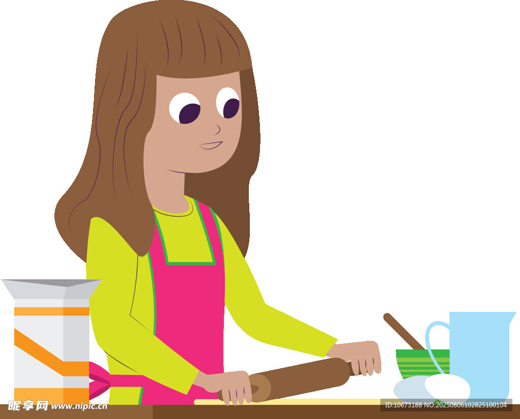 女孩廚房搟面做美食