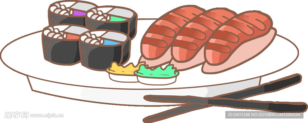 美味壽司與烤肉拼盤