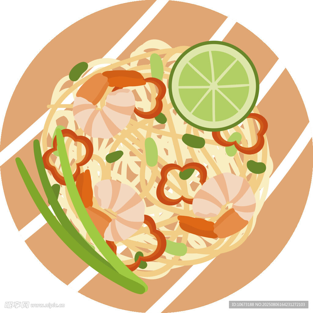 泰式蝦仁面條美食圖